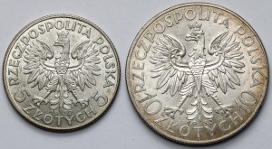 Tête de femme, 5 et 10 or 1932 et 1933 - set (2pc)