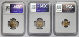 1 grosz i 5 złotych 1992-1996 - zestaw (3szt)