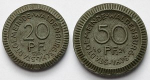 Waldenburg (Waldenburg et Schl) 20 et 50 fenig 1921 - set (2pcs)