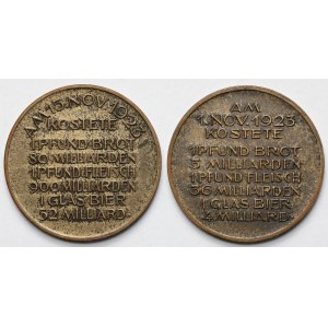 Niemcy, Medale 1923 - Inflacja - zestaw (2szt)