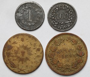 Europe, Tokens and Spielmarke (19e siècle) - set (4pc)