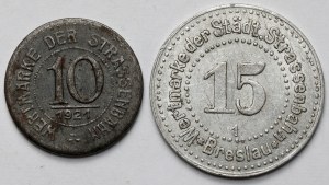 Wrocław (Breslau), 10 (1921) i 15 fenigów - zestaw (2szt)