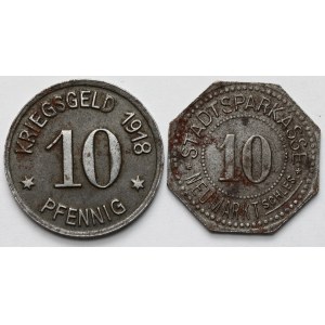 Środa Śląska (Neumarkt) i Lubań (Lauban) 10 fenigów 1917-1918 - zestaw (2szt)