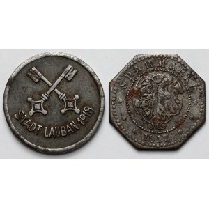 Środa Śląska (Neumarkt) i Lubań (Lauban) 10 fenigów 1917-1918 - zestaw (2szt)