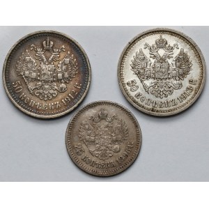 Rosja, Mikołaj II, 25-50 kopiejek 1896-1913 - zestaw (3szt)