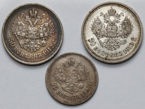Russie, Nicolas II, 25-50 kopecks 1896-1913 - set (3pcs)