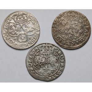 Jan II Kazimierz, Szóstaki Bydgoszcz i Kraków 1662-1666 - zestaw (3szt)