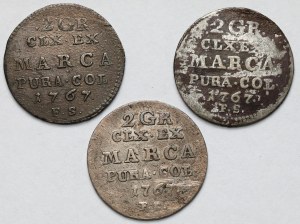 Poniatowski, Półzłotek 1767 FS - zestaw (3szt)