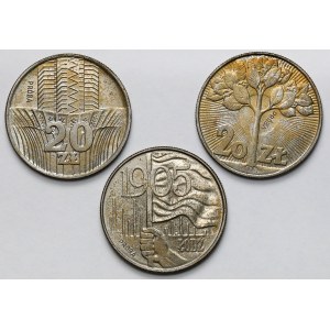 Próba CuNi 20 złotych 1973-1980 - zestaw (3szt)