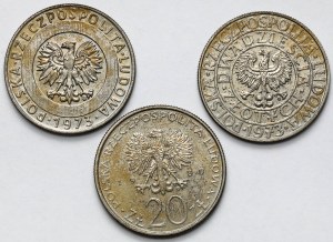 Próba CuNi 20 złotych 1973-1980 - zestaw (3szt)