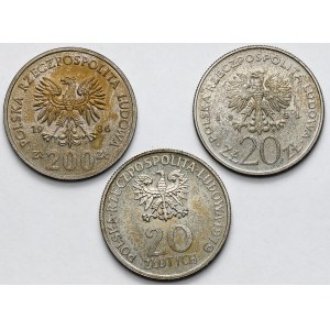 Próba CuNi 20-200 złotych 1979-1986 - zestaw (3szt)
