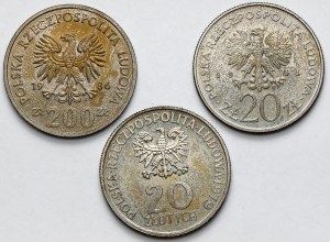 Próba CuNi 20-200 złotych 1979-1986 - zestaw (3szt)