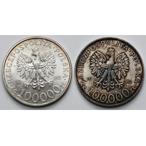 100.000 złotych 1990 Solidarność - odmiana A - zestaw (2szt)