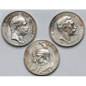 Prusy i Saksonia, 2 marki 1901-1908 - zestaw (3szt)