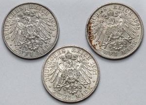 Prusse et Saxe, 2 marques 1901-1908 - set (3pcs)
