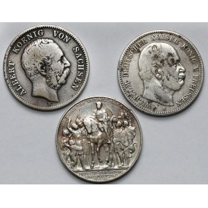 Prusy i Saksonia, 2 marki 1876-1913 - zestaw (3szt)