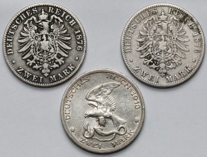 Prusse et Saxe, 2 marques 1876-1913 - set (3pcs)