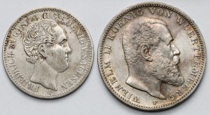 Saxony and Württemberg, 1/3 thaler 1854 and 3 marks 1910 - set (2pcs)