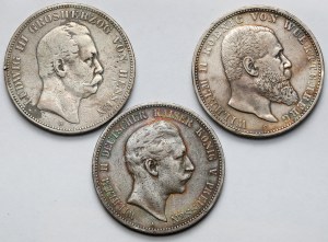 Hesse, Prusse et Württemberg, 5 marques 1875-1907 - set (3pc)