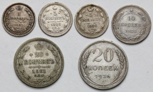 Russie / URSS, 5-20 kopecks 1855-1925 - set (6pcs)