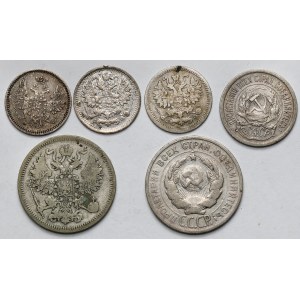 Rosja / ZSRR, 5-20 kopiejek 1855-1925 - zestaw (6szt)