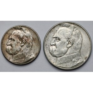 Strzelecki, Piłsudski 5 i 10 złotych 1934 - zestaw (2szt)