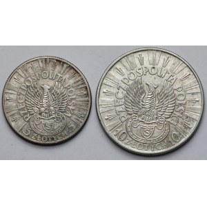 Strzelecki, Piłsudski 5 i 10 złotych 1934 - zestaw (2szt)