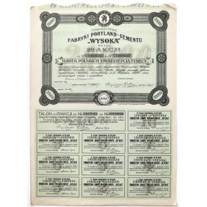 Tow. Fabryk Portland-Cementu WYSOKA, 20x 1.000 mkp 1923
