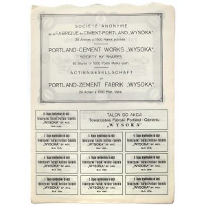 Tow. Fabryk Portland-Cementu WYSOKA, 20x 1.000 mkp 1923