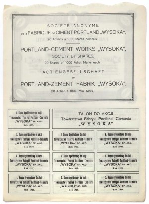 Tow. of Portland-Cement Factories WYSOKA, 2 novembre 1923, 20x 1 000 mkp