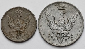 Kingdom of Poland, 5 and 20 fenig 1917 - DOUBLE DIE - set (2pcs)