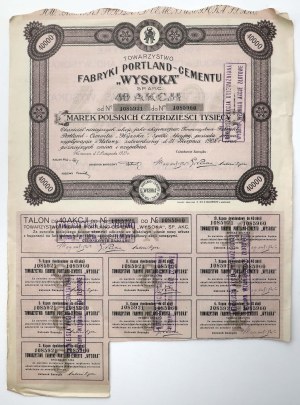 Tow. of Portland-Cement Factories WYSOKA, 2 novembre 1923, 40x 1,000 mkp
