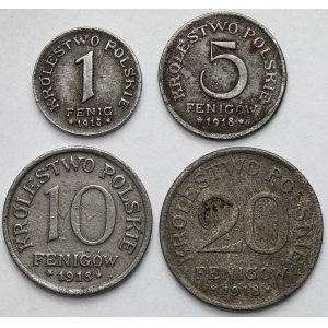 Królestwo Polskie, 1-20 fenigów 1918 - zestaw (4szt)