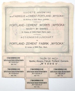 Tow. of Portland-Cement Factories WYSOKA, 1 décembre 1920, 10x 1,000 mkp