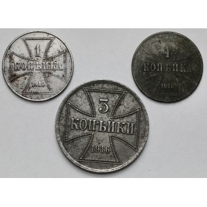 Ober-Ost. 1-3 kopiejki 1916-A i J, Berlin i Hamburg - zestaw (3szt)
