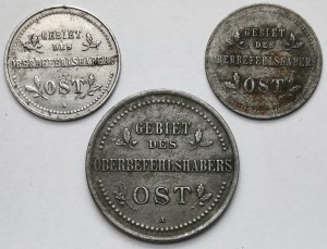 Ober-Ost. 1-3 kopecks 1916-A et J, Berlin et Hambourg - set (3pcs)