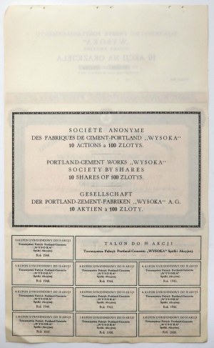Tow. Fabryk Portland-Cementu WYSOKA, 10x 100 zł 1938