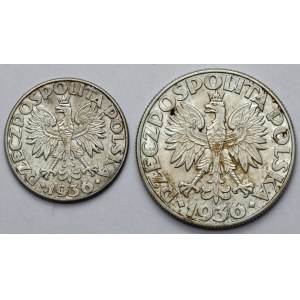 Żaglowiec 2 i 5 złotych 1936 - zestaw (2szt)