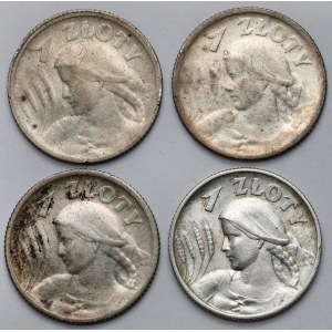 Kobieta i kłosy 1 złoty 1924-1925 - zestaw (4szt)