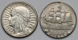 Tête de femme et voilier 2 or 1934-1936 - set (2pcs)