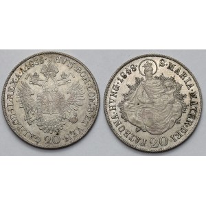 Austria i Węgry, 20 krajcarów 1835-1848 - zestaw (2szt)