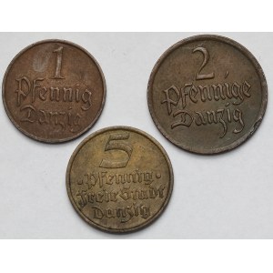 Gdańsk, 1-5 fenigów 1923-1932 - zestaw (3szt)