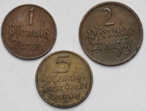 Dantzig, 1-5 fenig 1923-1932 - set (3pcs)