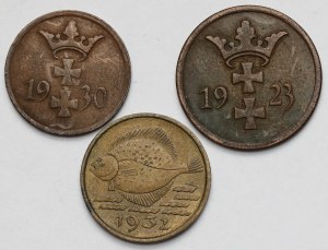Dantzig, 1-5 fenig 1923-1932 - set (3pcs)