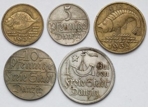 Dantzig, 5-10 fenig et Gulden 1923-1932 - set (5pcs)