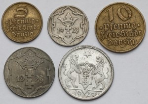 Dantzig, 5-10 fenig et Gulden 1923-1932 - set (5pcs)