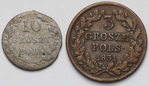 Révolte de novembre, 3-10 pennies 1831 - set (2pcs)
