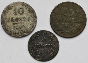 5-10 groszy 1835-1840 - y compris la ville libre de Cracovie - set (3 pcs)