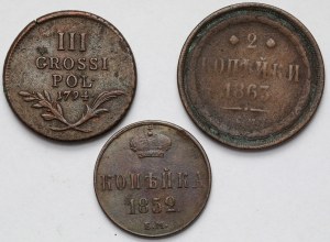 Galicie et Lodomérie et Russie, 3 pennies 1794 et 1-2 kopecks 1852-1863 - set (3pcs)
