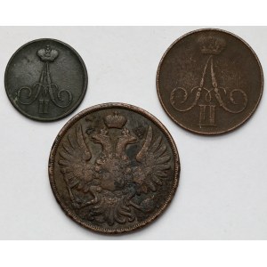 Dienieżka 1859 i 1-2 kopiejki 1855-1858 BM, Warszawa - zestaw (3szt)